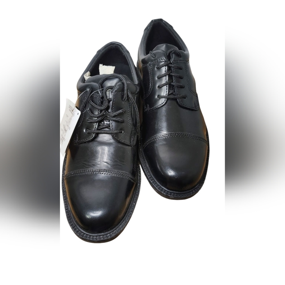 Deer Stags Black Oxfords Polished Leather Cap-Toe - Picture 3 of 5